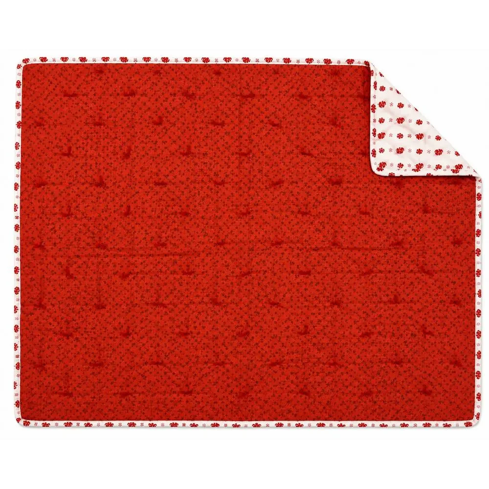 Handmade Red Elephant Hand-Tied Quilt 55 x 70